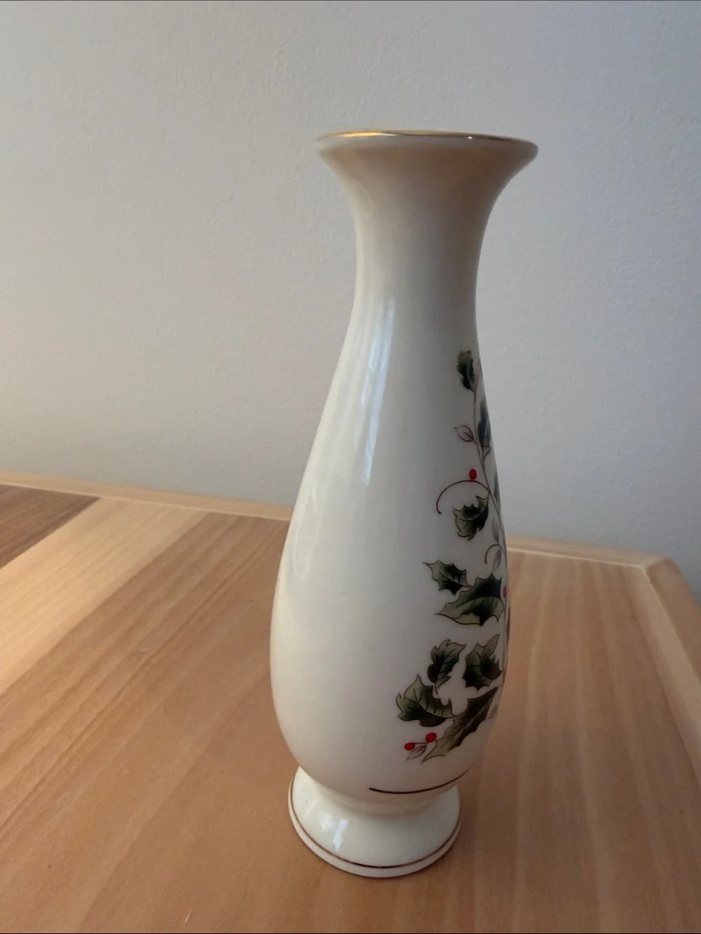 Vintage Christmas Bud Vase Japan Holly and Berries